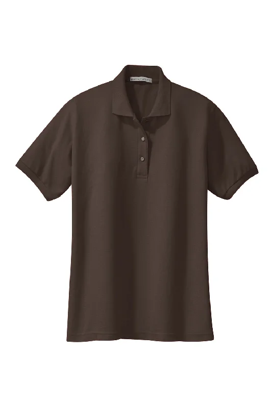 Port Authority Womens Silk Touch Wrinkle Resistant Short Sleeve Polo Shirt - Coffee Bean Brown