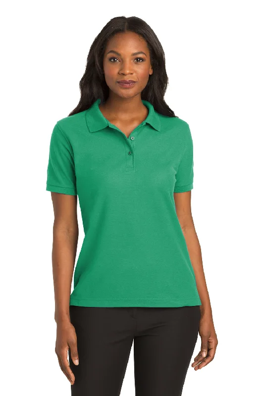 Port Authority Womens Silk Touch Wrinkle Resistant Short Sleeve Polo Shirt - Court Green - Closeout