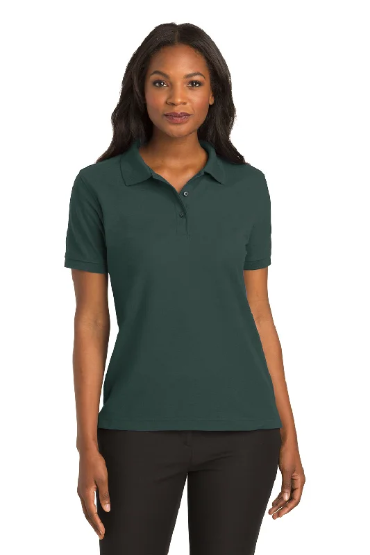 Port Authority Womens Silk Touch Wrinkle Resistant Short Sleeve Polo Shirt - Dark Green