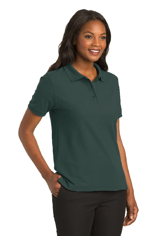 Port Authority Womens Silk Touch Wrinkle Resistant Short Sleeve Polo Shirt - Dark Green