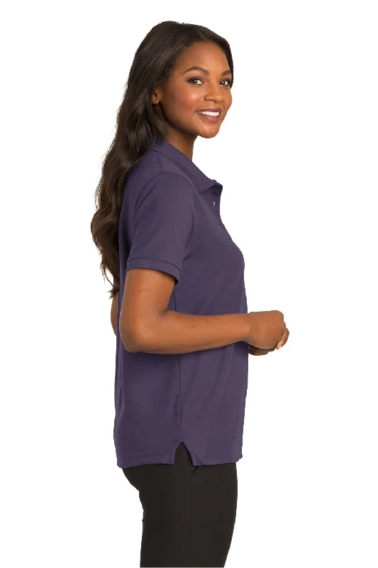 Port Authority Womens Silk Touch Wrinkle Resistant Short Sleeve Polo Shirt - Eggplant Purple