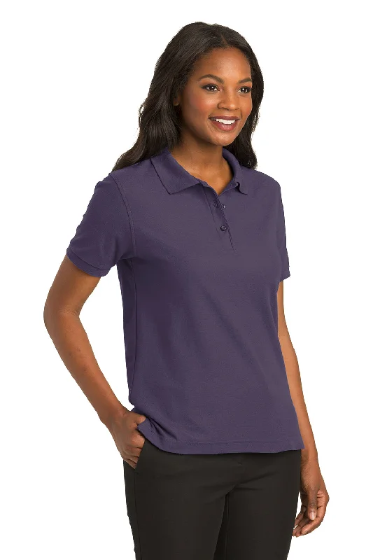 Port Authority Womens Silk Touch Wrinkle Resistant Short Sleeve Polo Shirt - Eggplant Purple