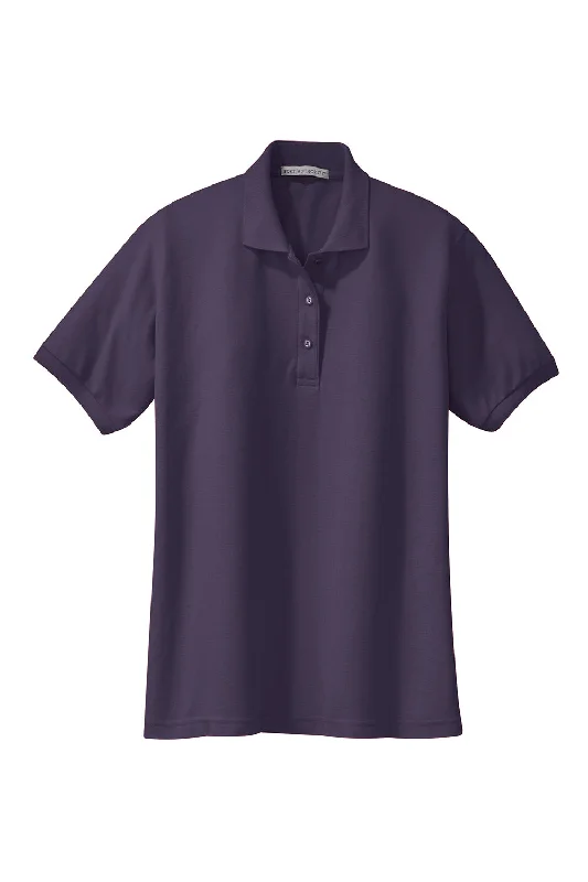 Port Authority Womens Silk Touch Wrinkle Resistant Short Sleeve Polo Shirt - Eggplant Purple