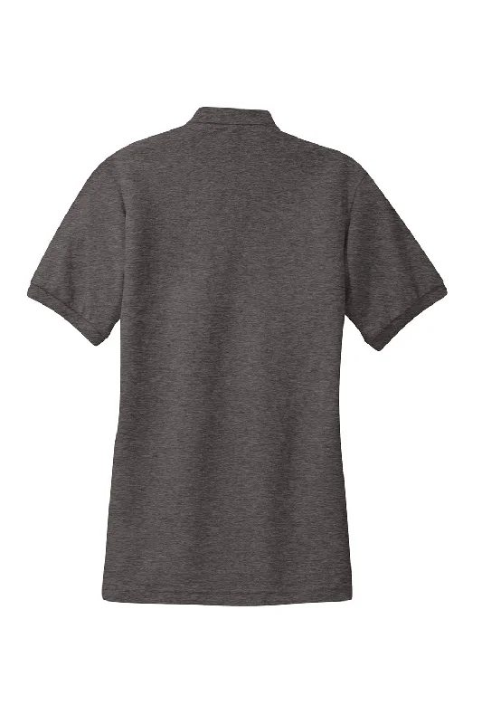 Port Authority Womens Silk Touch Wrinkle Resistant Short Sleeve Polo Shirt - Heather Charcoal Grey