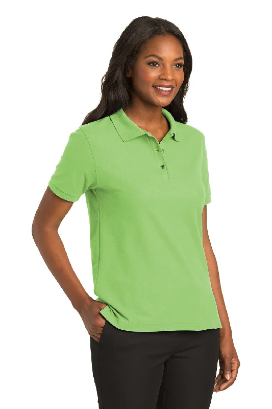 Port Authority Womens Silk Touch Wrinkle Resistant Short Sleeve Polo Shirt - Lime Green