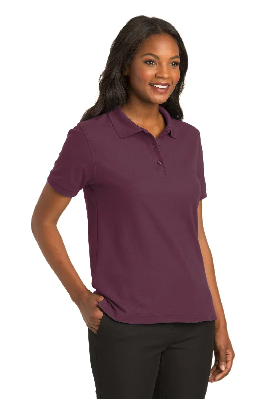 Port Authority Womens Silk Touch Wrinkle Resistant Short Sleeve Polo Shirt - Maroon