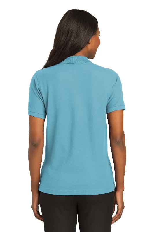 Port Authority Womens Silk Touch Wrinkle Resistant Short Sleeve Polo Shirt - Maui Blue