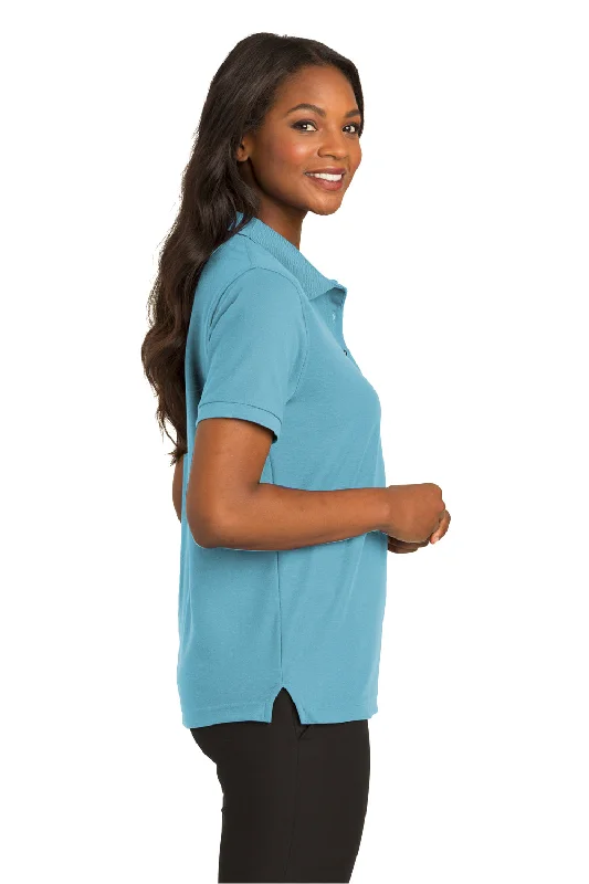 Port Authority Womens Silk Touch Wrinkle Resistant Short Sleeve Polo Shirt - Maui Blue