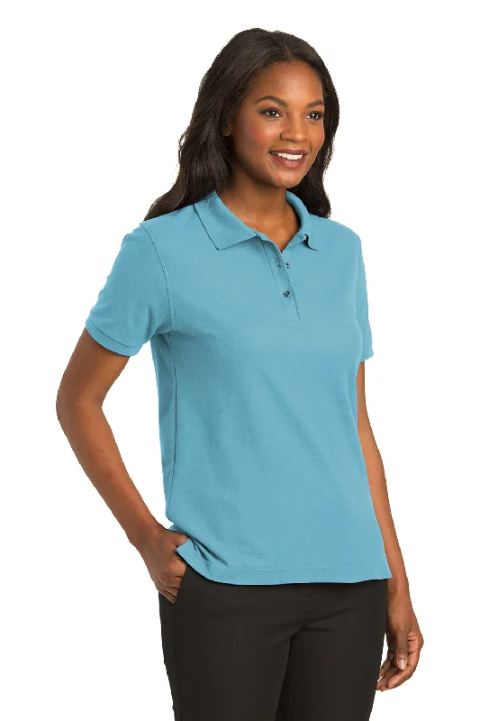 Port Authority Womens Silk Touch Wrinkle Resistant Short Sleeve Polo Shirt - Maui Blue