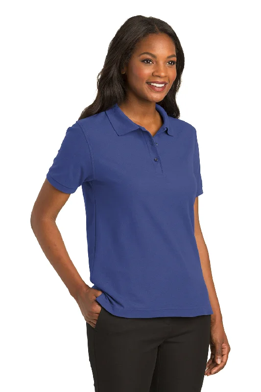 Port Authority Womens Silk Touch Wrinkle Resistant Short Sleeve Polo Shirt - Mediterranean Blue