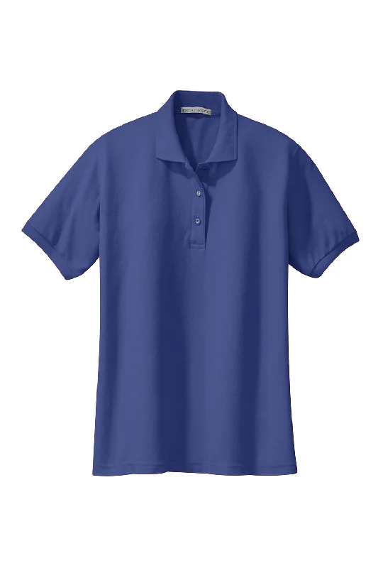 Port Authority Womens Silk Touch Wrinkle Resistant Short Sleeve Polo Shirt - Mediterranean Blue