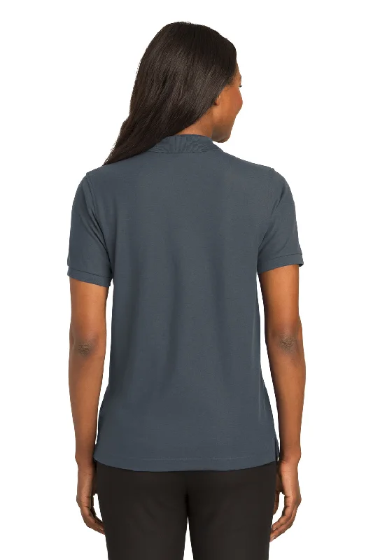 Port Authority Womens Silk Touch Wrinkle Resistant Short Sleeve Polo Shirt - Steel Grey