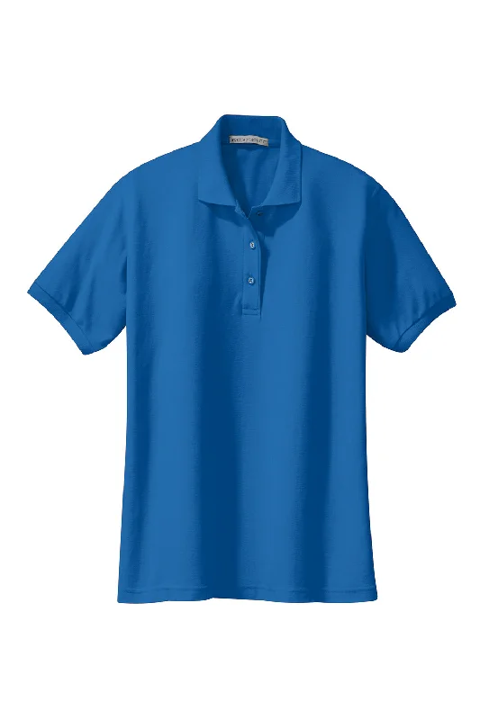 Port Authority Womens Silk Touch Wrinkle Resistant Short Sleeve Polo Shirt - Strong Blue