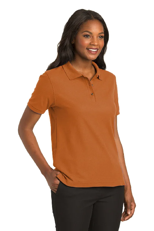 Port Authority Womens Silk Touch Wrinkle Resistant Short Sleeve Polo Shirt - Texas Orange