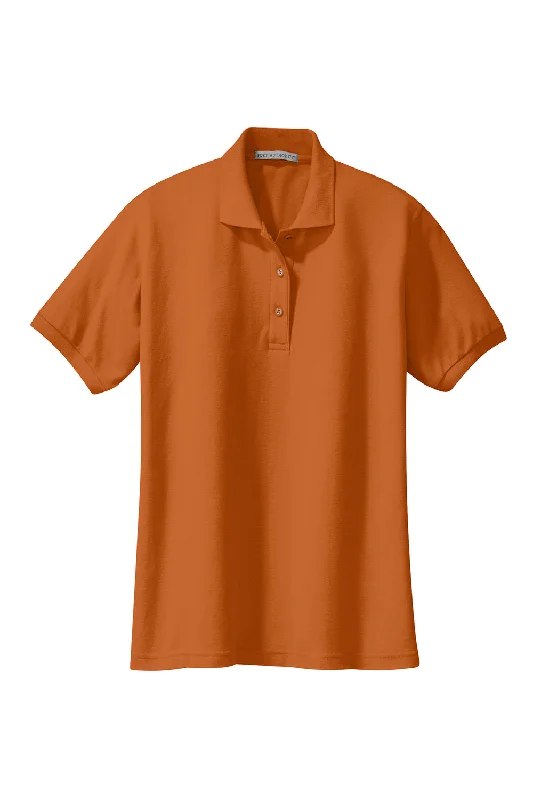 Port Authority Womens Silk Touch Wrinkle Resistant Short Sleeve Polo Shirt - Texas Orange