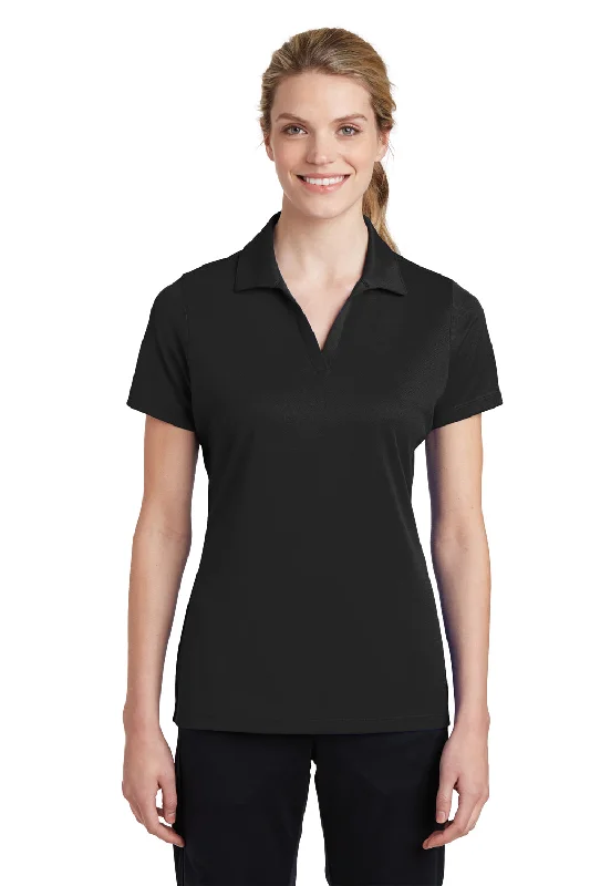 Sport-Tek Womens RacerMesh Moisture Wicking Short Sleeve Polo Shirt - Black