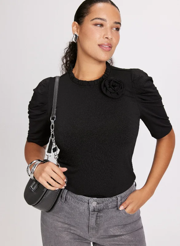 Detachable Rosette Knit Top