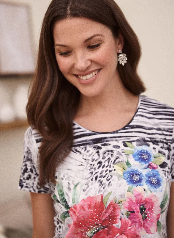 Floral & Animal Print Top