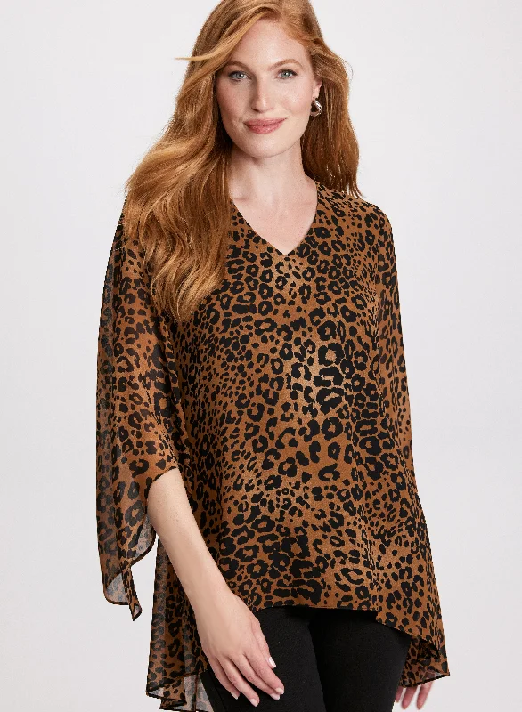 Leopard Print V-Neck Blouse