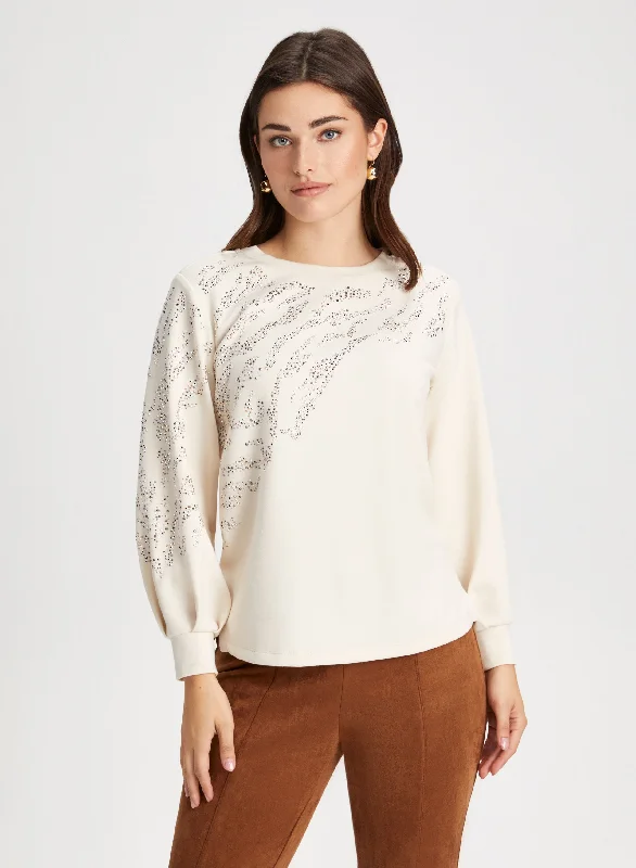 Shimmer Detail Long Sleeve Top