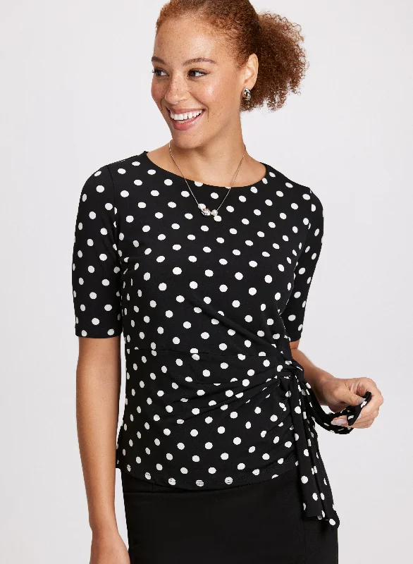 Side-Tie Polka Dot Top