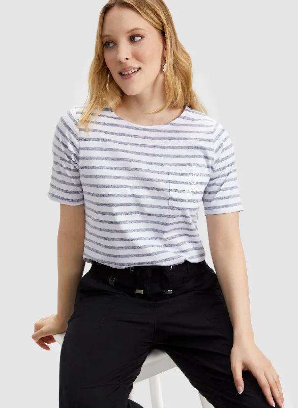 Striped Sequin Detail T-Shirt