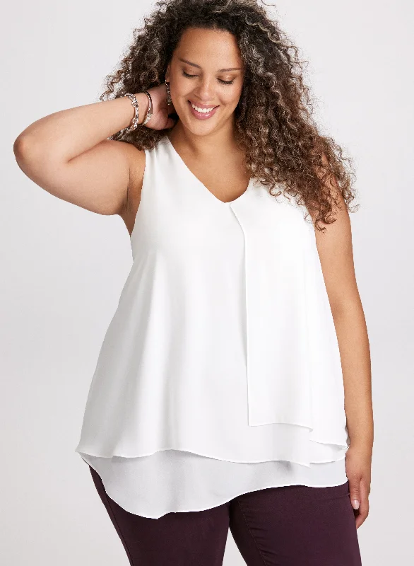 V-Neck Sleeveless Layered Blouse